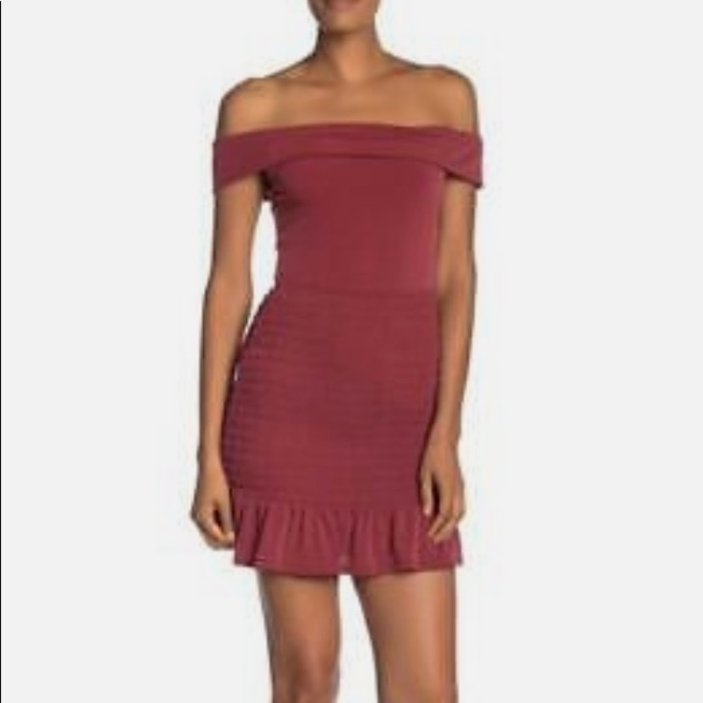 NWT | BCBG Womens XXS Burnt Sienna Off the Shoulder Smocked Dress BCBGeneration